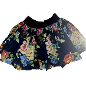 Abercrombie Kids GIRLS Navy Blue Floral Skirt Elastic Waist Lined Short LARGE